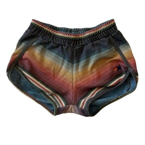 AVIATOR NATION Tulum Rainbow Jogger Shorts Womens Large Elastic Waist Pull On - Picture 1 of 7